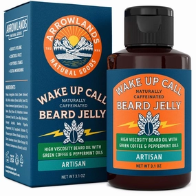 Wake Up Call Beard Jelly - Caffeine Beard Growth Oil with Virgin Green Coffee Oil & Peppermint, Natural Thickener and Moisturizer (3.1oz, Artisan)