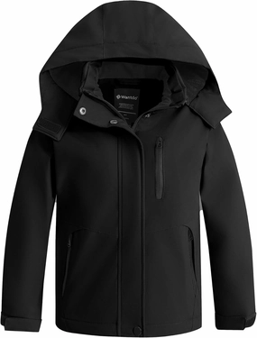 wantdo Girl's Snow Ski Jacket Waterproof Warm Coat Skiing Jacket Rain Coats Kids Thick Jackets with Removable Hood