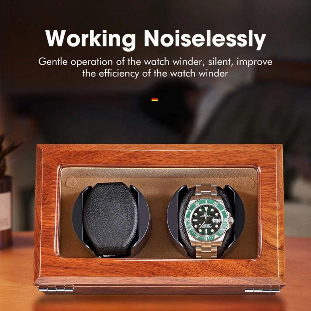 Watch Boxes Automatic Wooden Winder for 1/2/3/4 Watches, Mechanical Watch Box with Silent Motor, with 5 Setting Modes Self-Winding Mechanical Clock Rotation Box (a 2 0)