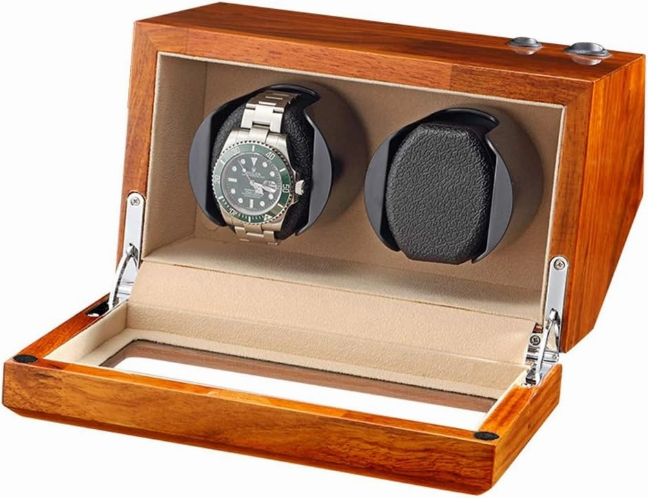 Watch Boxes Automatic Wooden Winder for 1/2/3/4 Watches, Mechanical Watch Box with Silent Motor, with 5 Setting Modes Self-Winding Mechanical Clock Rotation Box (a 2 0)