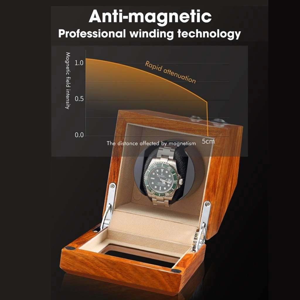 Watch Boxes Automatic Wooden Winder for 1/2/3/4 Watches, Mechanical Watch Box with Silent Motor, with 5 Setting Modes Self-Winding Mechanical Clock Rotation Box (a 2 0)