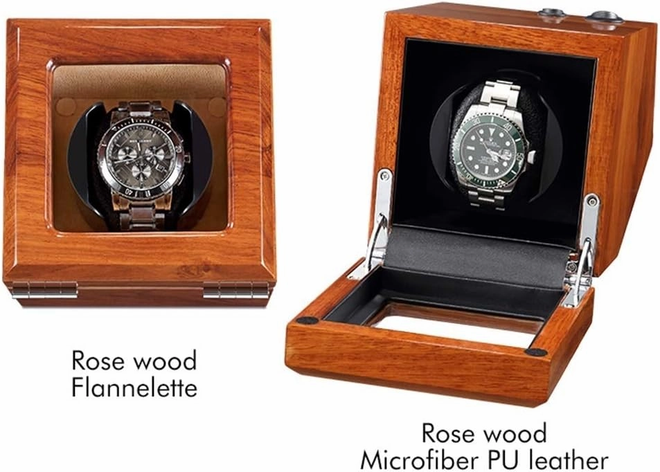 Watch Boxes Automatic Wooden Winder for 1/2/3/4 Watches, Mechanical Watch Box with Silent Motor, with 5 Setting Modes Self-Winding Mechanical Clock Rotation Box (a 2 0)