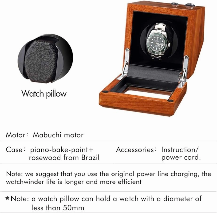 Watch Boxes Automatic Wooden Winder for 1/2/3/4 Watches, Mechanical Watch Box with Silent Motor, with 5 Setting Modes Self-Winding Mechanical Clock Rotation Box (a 2 0)