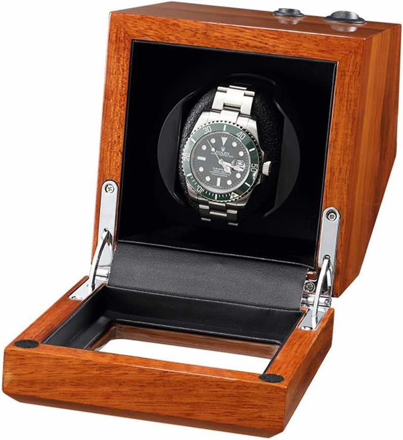 Watch Boxes Simple Automatic Watch Roller with Silent Motor, Solid Wood Storage Bag Dustproof Box 5 Rotation Mode Settings Suitable for Men and Ladies Wrist Watch (b A)