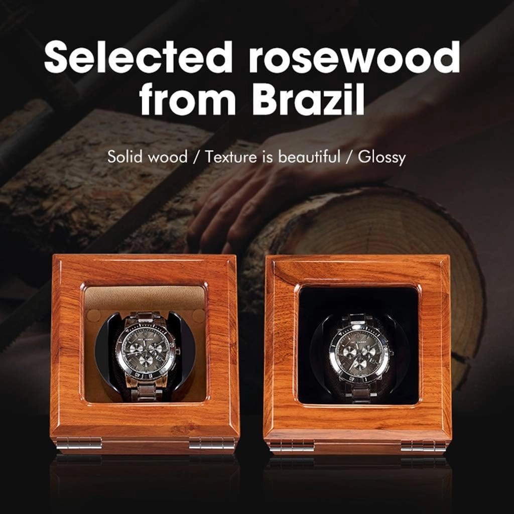 Watch Boxes Simple Automatic Watch Roller with Silent Motor, Solid Wood Storage Bag Dustproof Box 5 Rotation Mode Settings Suitable for Men and Ladies Wrist Watch (b A)