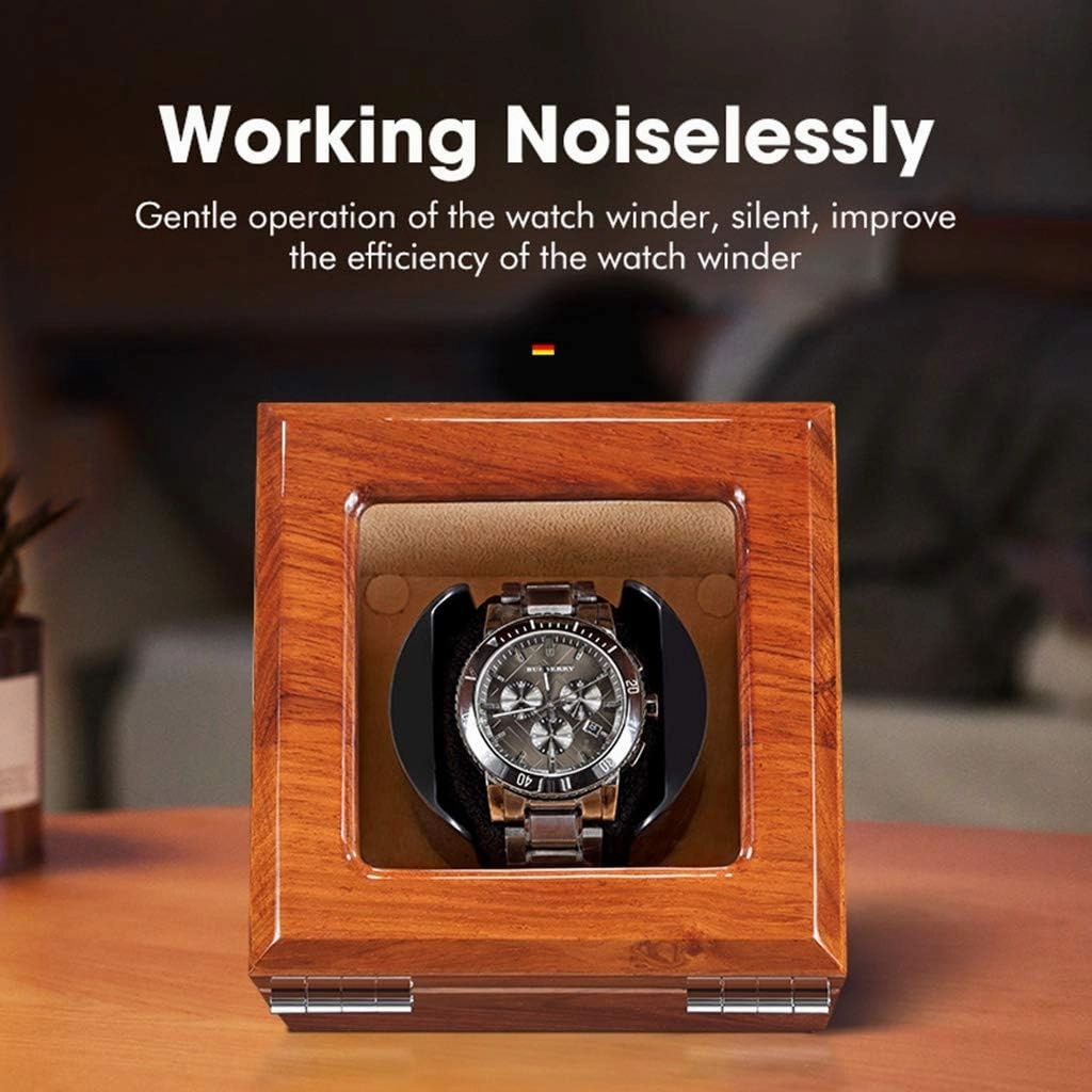 Watch Boxes Simple Automatic Watch Roller with Silent Motor, Solid Wood Storage Bag Dustproof Box 5 Rotation Mode Settings Suitable for Men and Ladies Wrist Watch (b A)