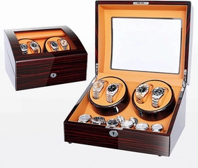 Watch Winder, 4 6 Slot, No Power Winders for Automatic Watches, Storage, Quiet Motor, Quiet Wood Watch Shaker, LED Light Watch Winder Display Watch Box Case Watch Storage