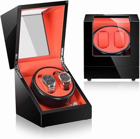 Watch Winder for Watches Automatic Watch Winder Box for 2 Watches with Display Box Storage Case Leather Pillows Quiet Motor 5 Rotation Modes, Piano Paint, LED Atmosphere lamp, Gift