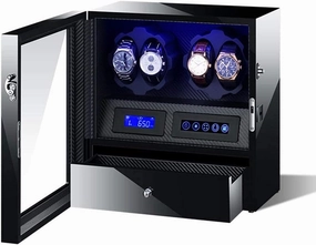 Watch Winders, Luxury 4 5 Automatic Watch Winder with LED, LCD DPD Control, Soft Pillow and Mute Motor, Watch Display Storage Box