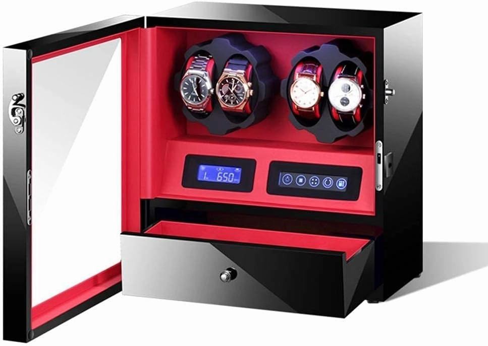 Watch Winders, Luxury 4 5 Automatic Watch Winder with LED, LCD DPD Control, Soft Pillow and Mute Motor, Watch Display Storage Box