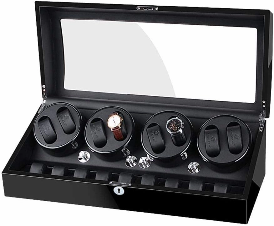 Watch Winders, Wood Piano Paint Automatic Watch Winder, 5 Roating Mode, 8 9 Watch Pillow and Mute Motor, Watch Display Storage Box for 17 Mechani
