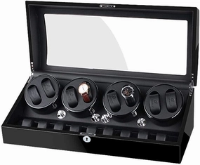 Watch Winders, Wood Piano Paint Automatic Watch Winder, 5 Roating Mode, 8 9 Watch Pillow and Mute Motor, Watch Display Storage Box for 17 Mechani