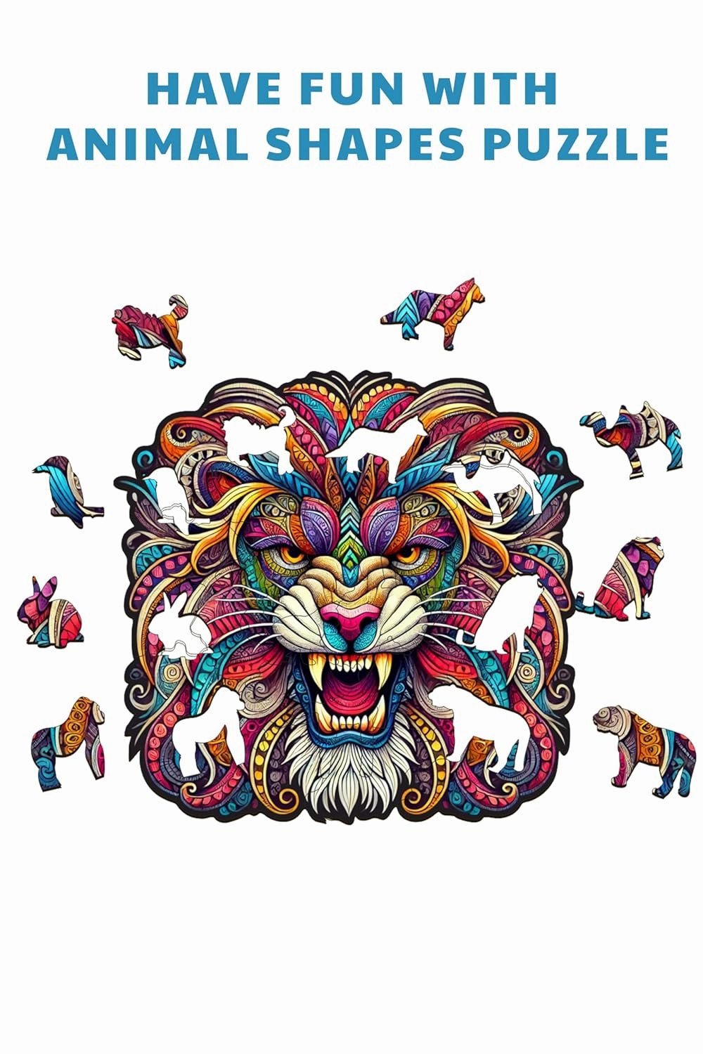 Webby Majestic Lion Jigsaw Puzzle | Roaring Lion | Wooden Puzzle Toy for Kids and Adults (25 Pieces)