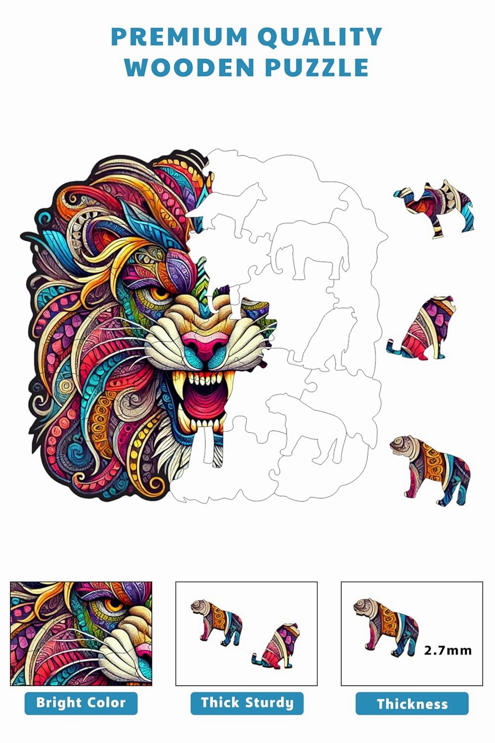 Webby Majestic Lion Jigsaw Puzzle | Roaring Lion | Wooden Puzzle Toy for Kids and Adults (25 Pieces)