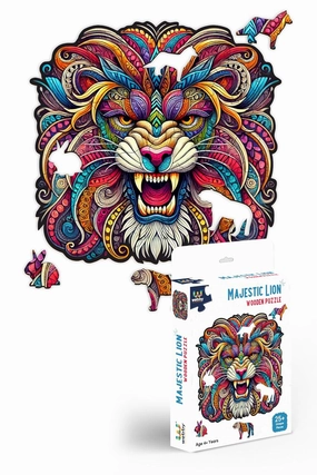 Webby Majestic Lion Jigsaw Puzzle | Roaring Lion | Wooden Puzzle Toy for Kids and Adults (25 Pieces)