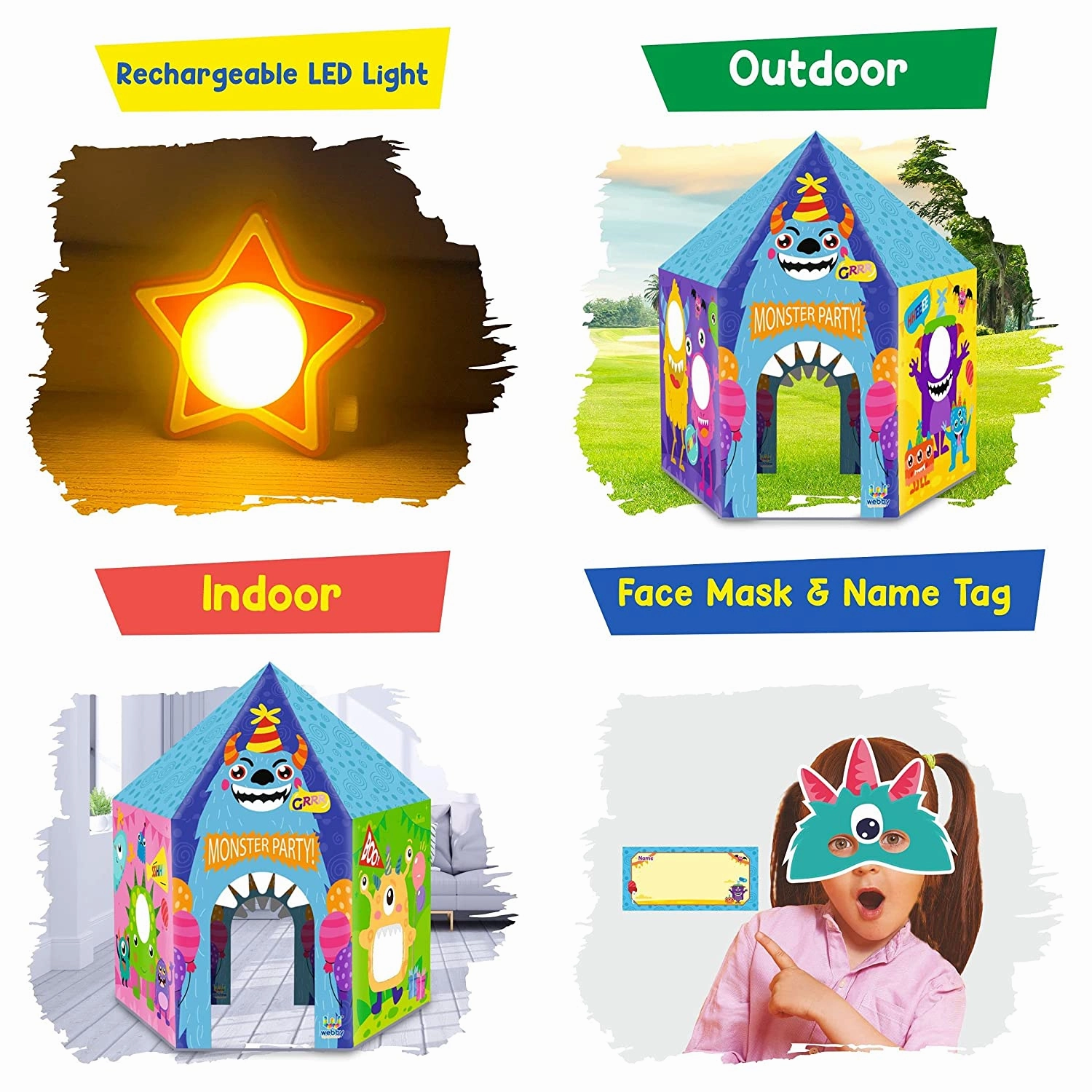 Webby Monster Castle Theme Photobooth Playhouse Tent - Multicolor