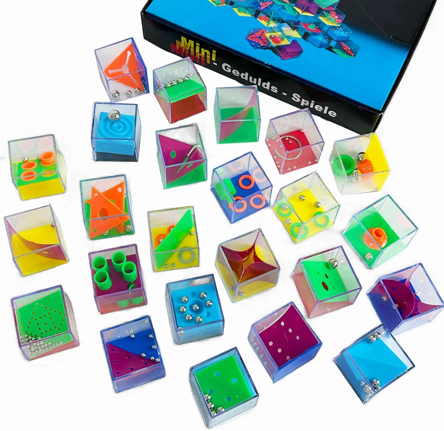 WEKITY Mini Cube Puzzle Box Set, Brain Game 24PCS Maze Puzzle Box 3D Three-Dimensional Ball Maze Funny and Cool Brain Teasers for Kids-Safe for Boys, Girls, Teens, Party Favors