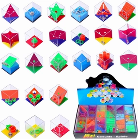 WEKITY Mini Cube Puzzle Box Set, Brain Game 24PCS Maze Puzzle Box 3D Three-Dimensional Ball Maze Funny and Cool Brain Teasers for Kids-Safe for Boys, Girls, Teens, Party Favors