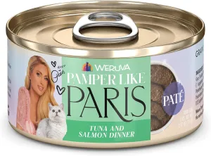 Weruva Paris Hilton Pamper Like Paris Natural Grain Free Wet Cat Food, Tuna and Salmon Paté, 2.47oz Can (Pack of 12)