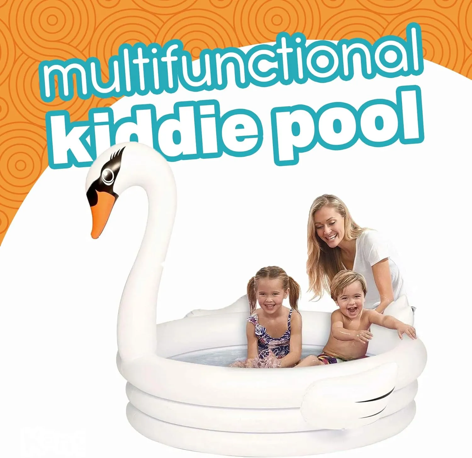 White Swan Inflatable Kid Pool, 48" Baby - Kids Blow Up Pools for Summer Outdoor Kid Swimming Toys for Boys & Girls Play Center Kiddy Inflatable Outdoor Swimming Pool for Toddler 1-3
