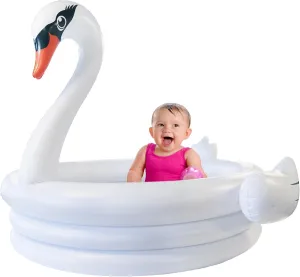 White Swan Inflatable Kid Pool, 48" Baby - Kids Blow Up Pools for Summer Outdoor Kid Swimming Toys for Boys & Girls Play Center Kiddy Inflatable Outdoor Swimming Pool for Toddler 1-3