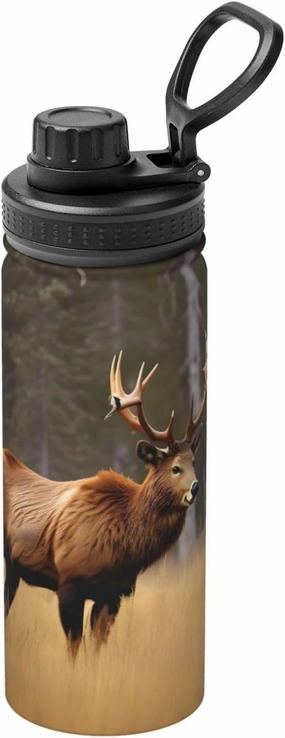 Wildlife Deer Bear Elk Sports Insulated Water Bottle - Premium 18 oz. Stainless Steel Hydration Bottle for Outdoor Enthusiasts