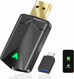 Wireless CarPlay Adapter– Android Auto Wireless Adapter, 5.8GHz Wi-Fi Plug & Play,Mini and Stable iOS 10 /Android 10 , Fast Auto-Connect for Cars 2016  (1Pcs)
