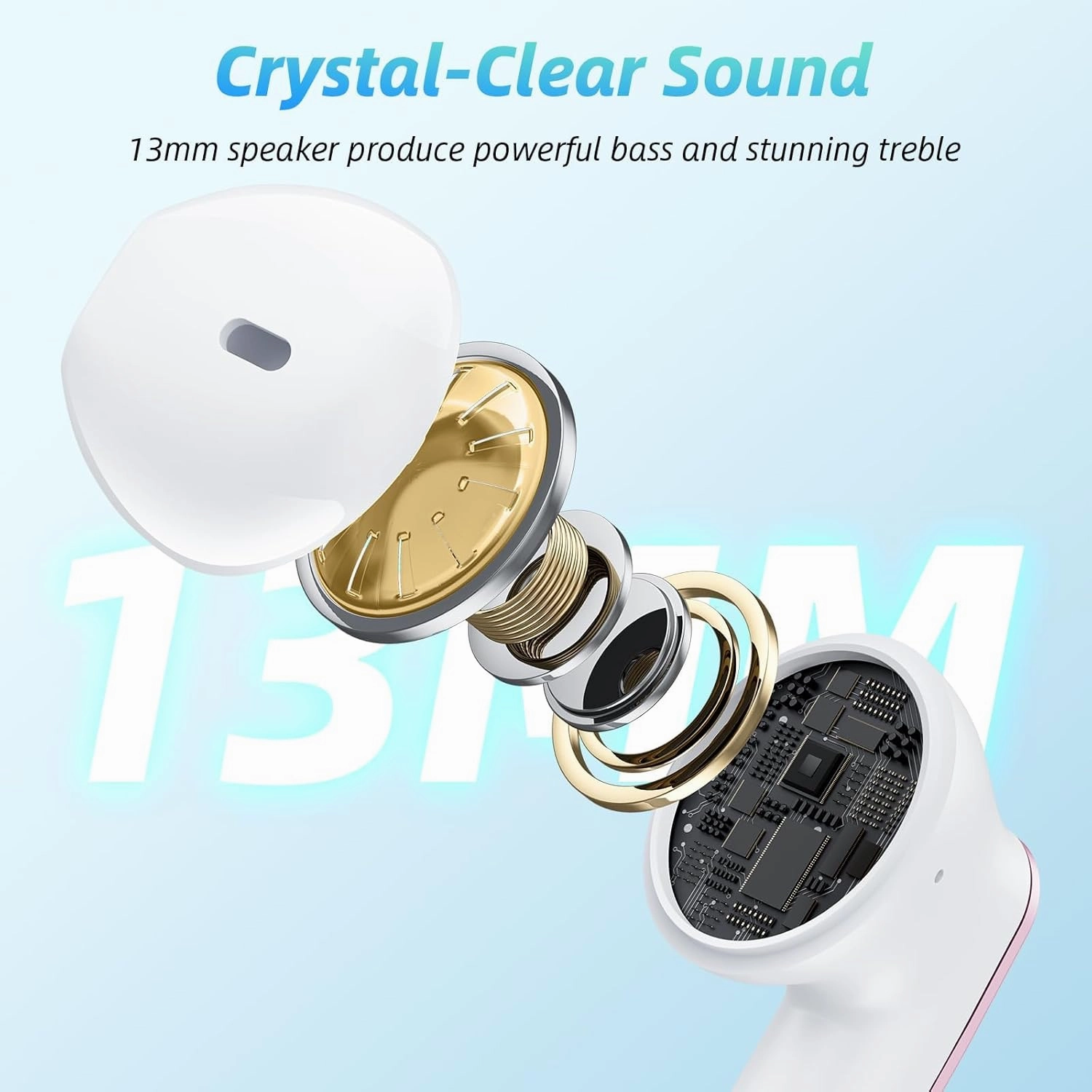 Wireless Earbuds 40H Playtime 8H Continuous Playtime Bluetooth Ear Buds, IPX6 Waterproof Stereo Sound Bluetooth Wireless Headphones with Microphone and Charging Case for iOS Android Sports Pink