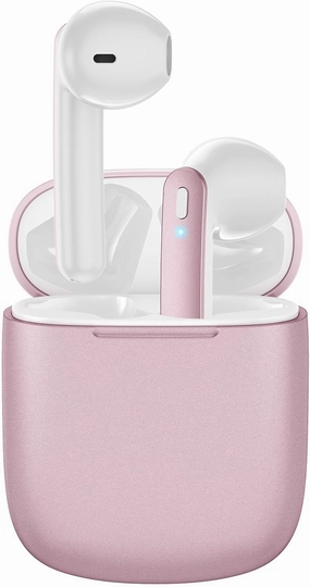 Wireless Earbuds 40H Playtime 8H Continuous Playtime Bluetooth Ear Buds, IPX6 Waterproof Stereo Sound Bluetooth Wireless Headphones with Microphone and Charging Case for iOS Android Sports Pink