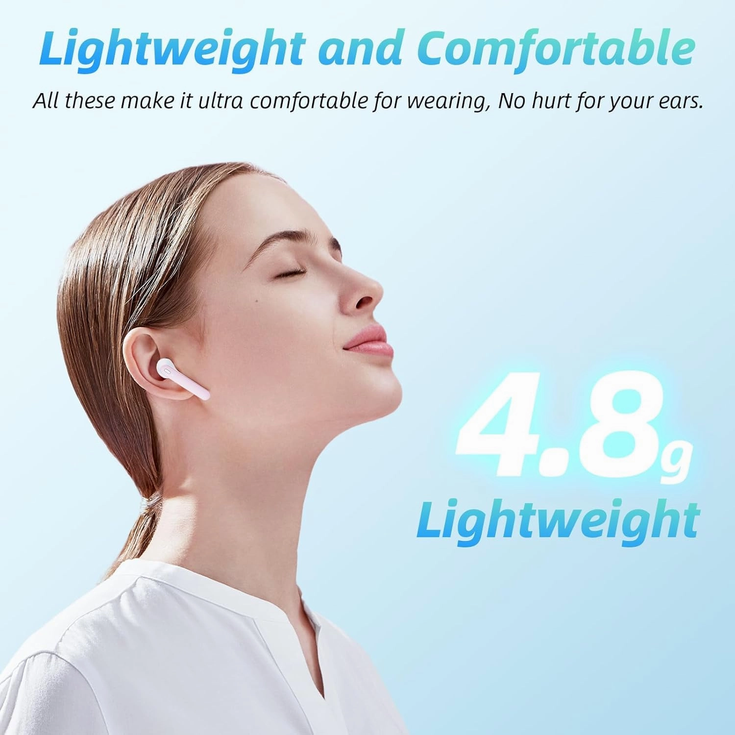 Wireless Earbuds 40H Playtime 8H Continuous Playtime Bluetooth Ear Buds, IPX6 Waterproof Stereo Sound Bluetooth Wireless Headphones with Microphone and Charging Case for iOS Android Sports Pink