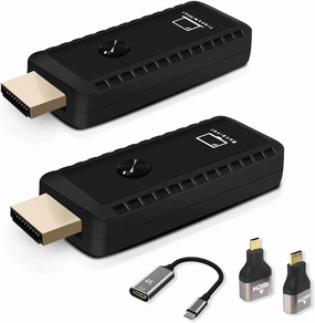 Wireless HDMI Transmitter Receiver with Adapter 4K, 1080P 60HZ HDMI Wireless Extender, Plug & Play 2.4G/5G Wireless HDMI Kit for Streaming Video and Audio to Monitor from Laptop/PC//Projector