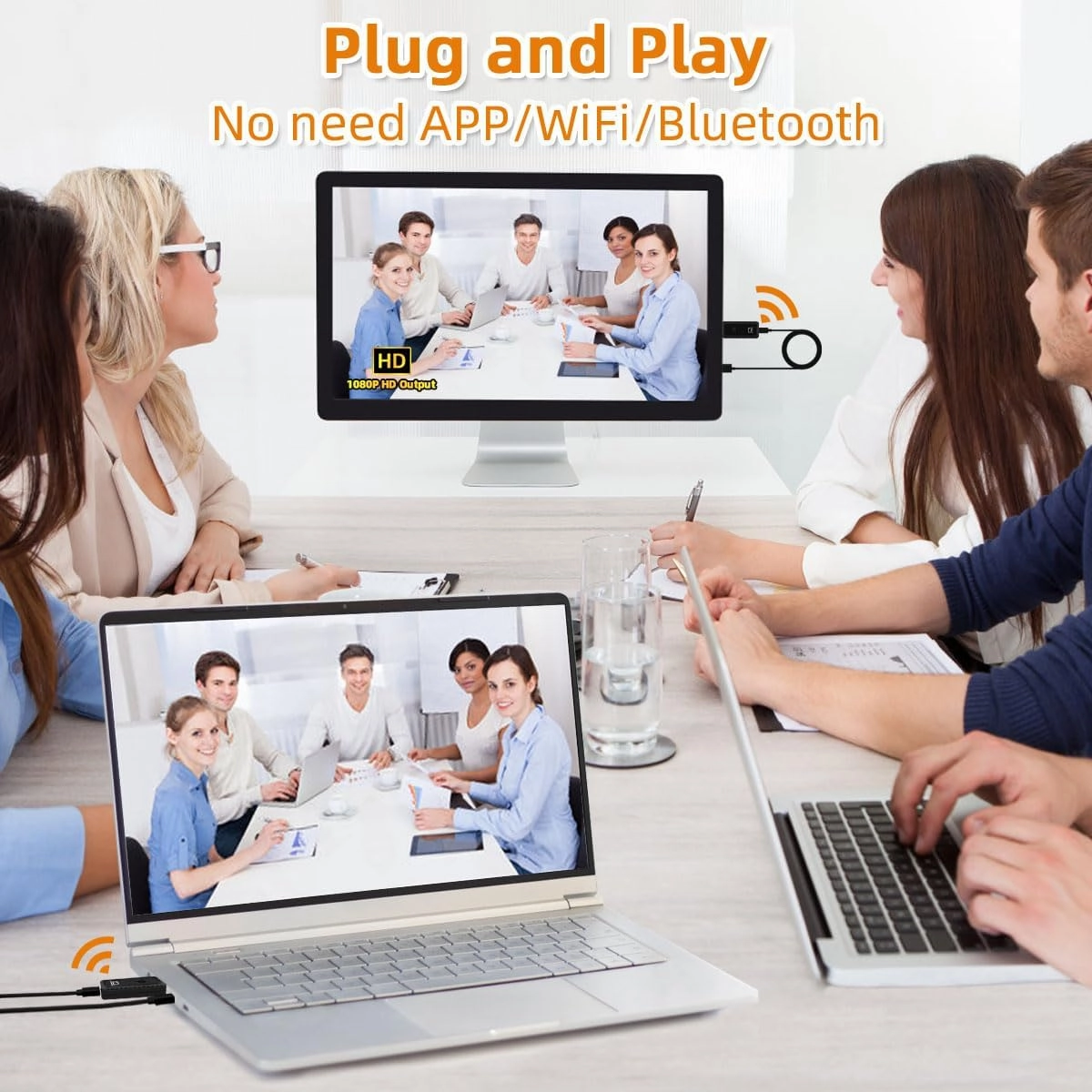 Wireless HDMI Transmitter Receiver with Adapter 4K, 1080P 60HZ HDMI Wireless Extender, Plug & Play 2.4G/5G Wireless HDMI Kit for Streaming Video and Audio to Monitor from Laptop/PC//Projector