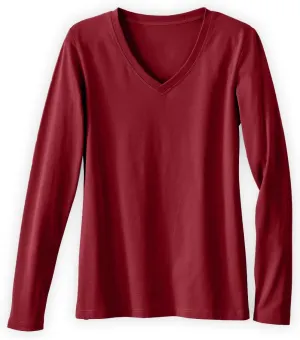 Women's Organic Pima Cotton Long Sleeve V-Neck T-Shirt