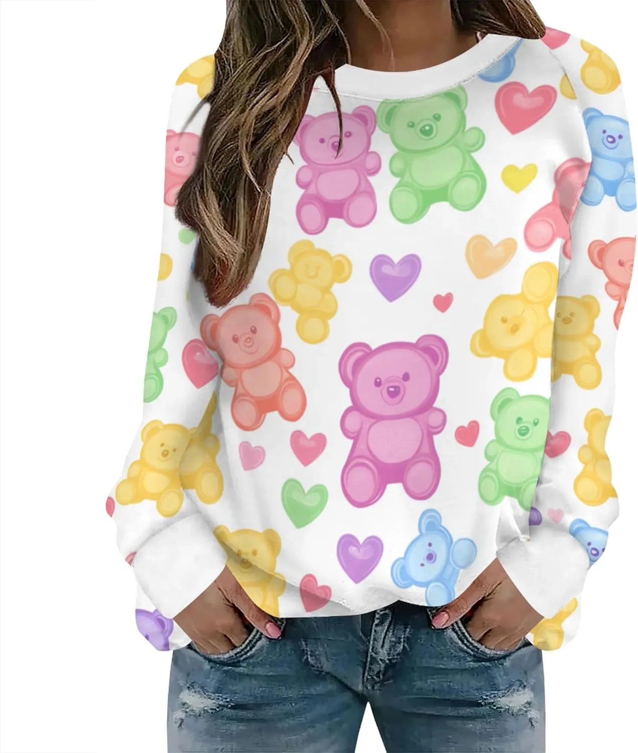 Womens Valentines Day Sweatshirt Funny Graphic Crewneck Pullover Tops Casual Loose Long Sleeve Tops Shirts