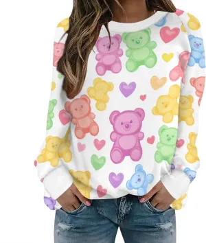 Womens Valentines Day Sweatshirt Funny Graphic Crewneck Pullover Tops Casual Loose Long Sleeve Tops Shirts