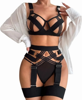 Womens Lingerie Bundled With PLAY Sexy Set Rhinestone Bra And Panties plus Size