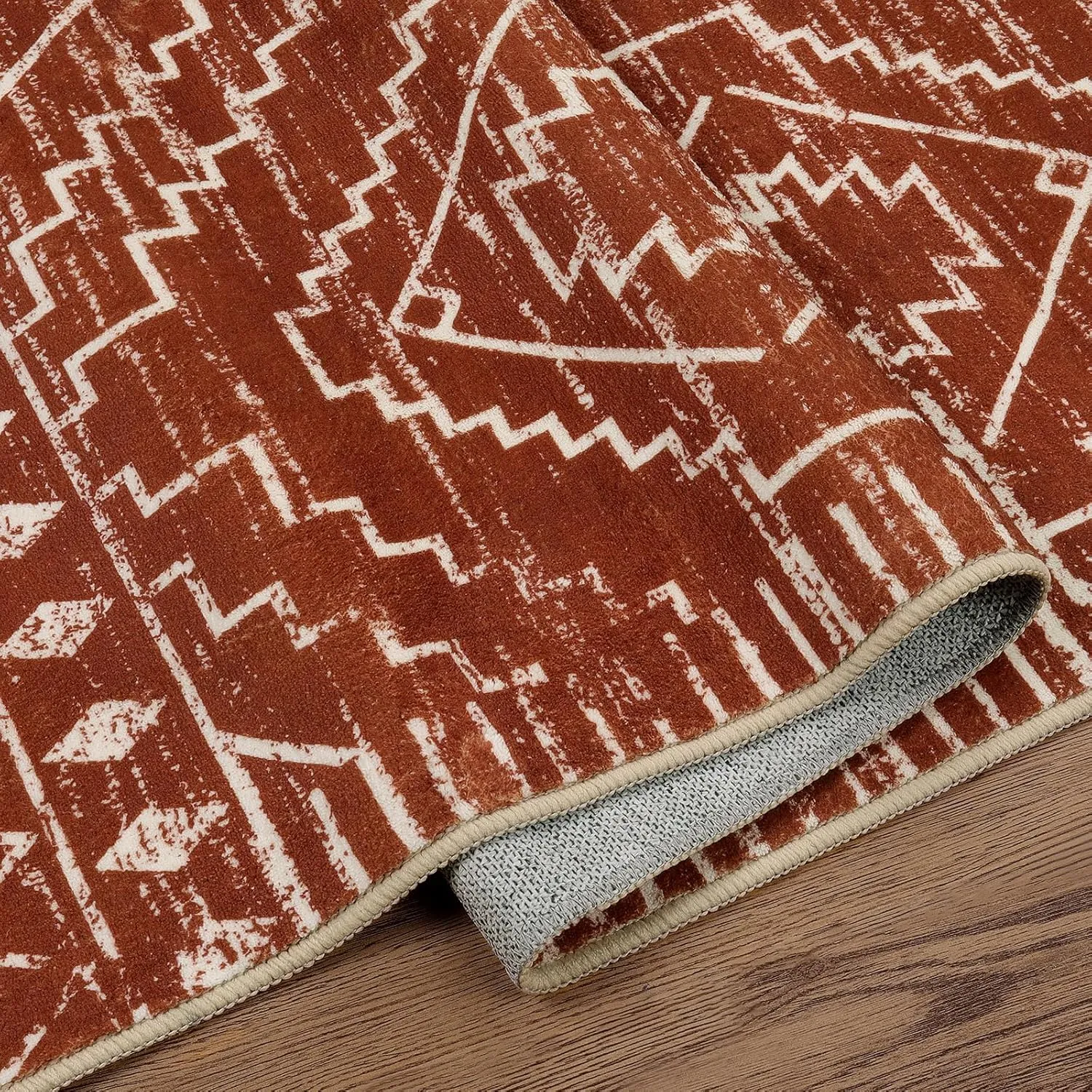 Wonnitar Moroccan 2'6"x8' Hallway Runner Rug, Washable Long Farmhouse Laundry Room Rug Runner, Non-Skid Boho Tribal Geometric Floor Carpet Runners for Kitchen Entrance Bathroom (Brown,2'6"x8')