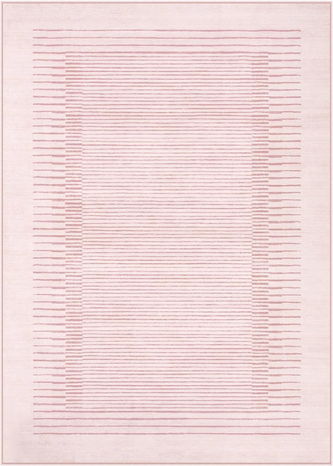 Wonnitar Washable Striped Living Room Area Rug 5x7, Non-Slip Berber Stripe Pink Area Rugs for Bedroom Girls, Low Pile Soft Soft Large Throw Carpet for Kids Nursery Room (Pink,5' x 7')