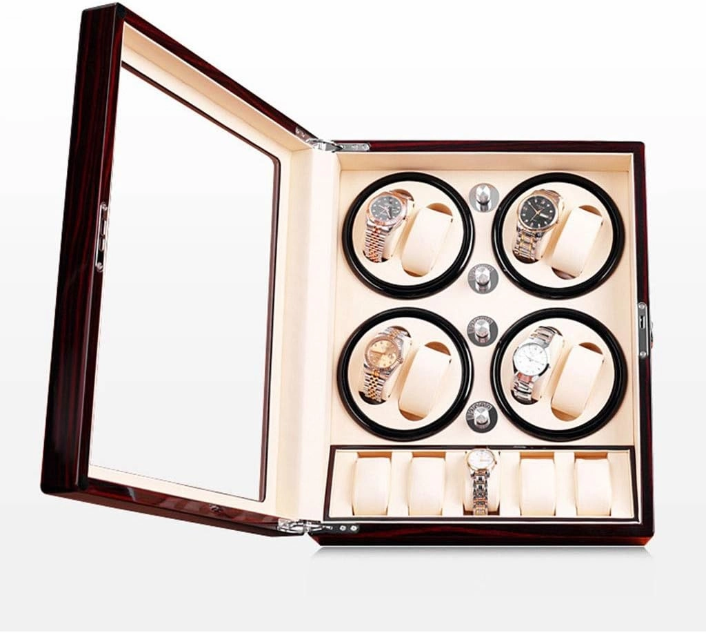 Wood Watch Winder Automatic 8 5 Leather Pillow 5 Rotation Mode Piano Paint Quiet Motor Soft Pillows for All Watches