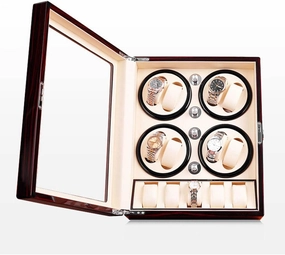 Wood Watch Winder Automatic 8 5 Leather Pillow 5 Rotation Mode Piano Paint Quiet Motor Soft Pillows for All Watches