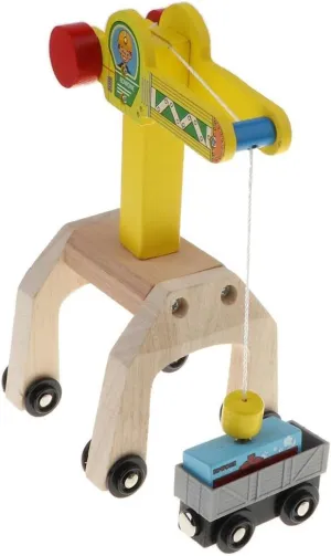 Wooden Train Set Mobile Crane   Freight Wagon Train Rails Construction Set