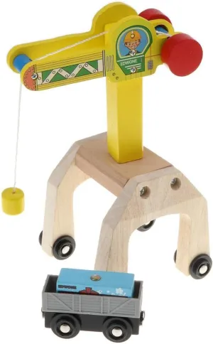 Wooden Trains Railway Set Compatible Accessories Mobile Crane   Freight Car