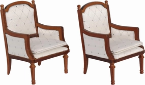 Wooden Dollhouse Armchairs, Set of 2, Dinning Lounge Chairs for Doll Houses, Miniature Furniture, 3 inch to 6 inch Dolls