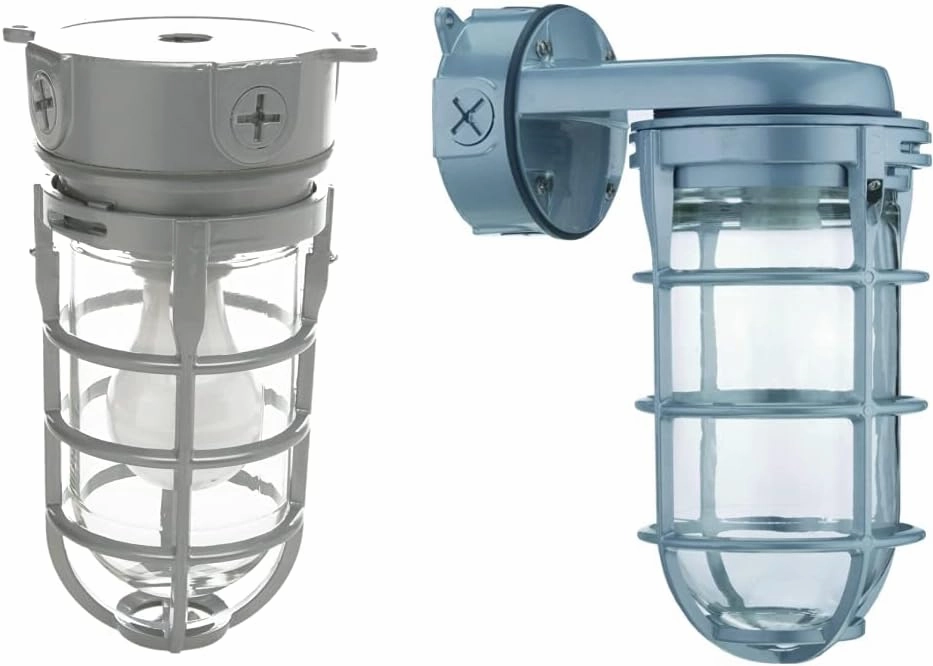 Woods Vandal Resistant Security Light (150W Incandescent Bulb) and Lithonia Lighting Incandescent Utility Vapor Tight Wall Mount Fixture