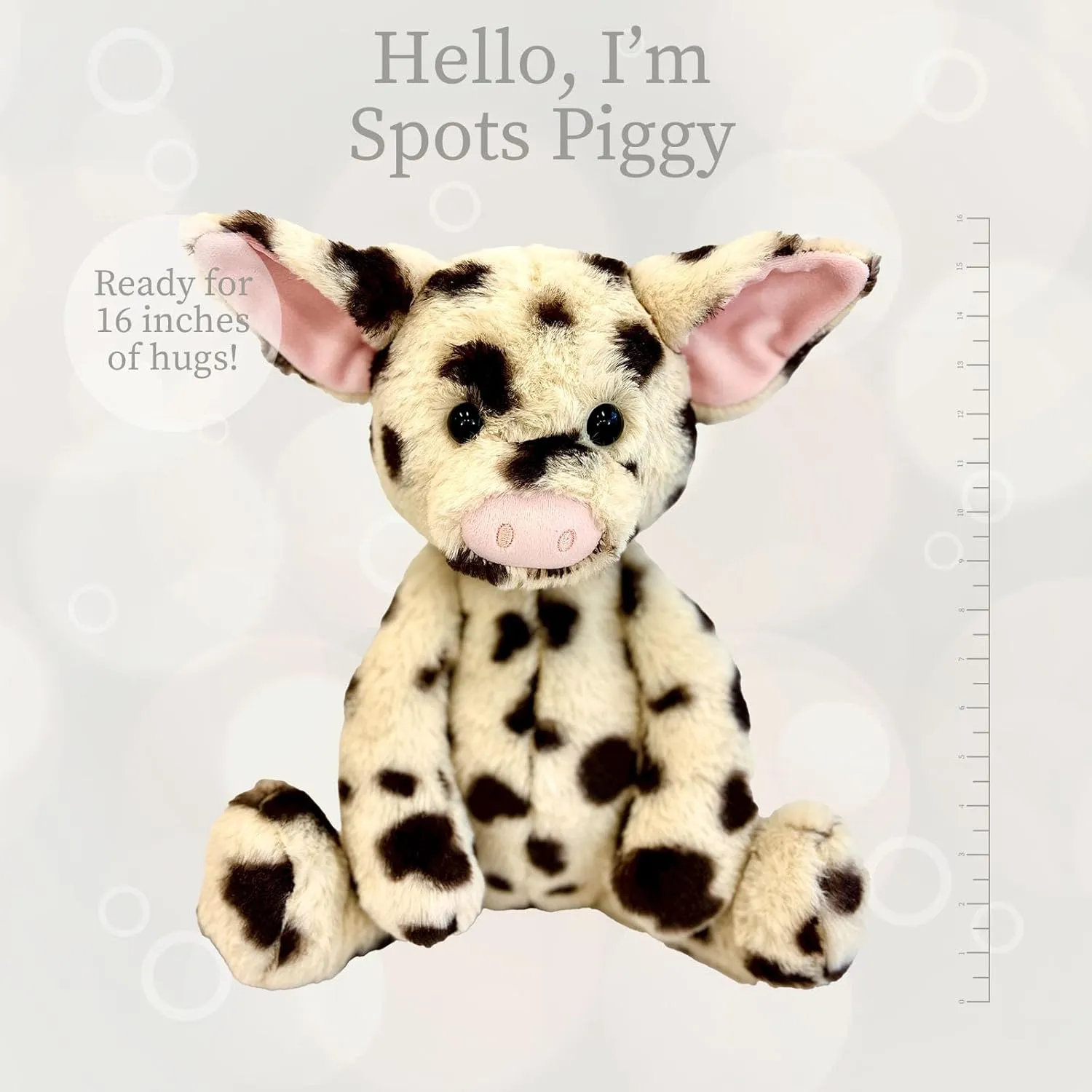 World's Softest Plush Spots Piggy, Lushee, Large, 16" Stuffed Animal for Baby, Toddler, Kids, Adults - Piggy Plush Toy-Adorable Toy Made from Kid-Friendly, Quality Materials