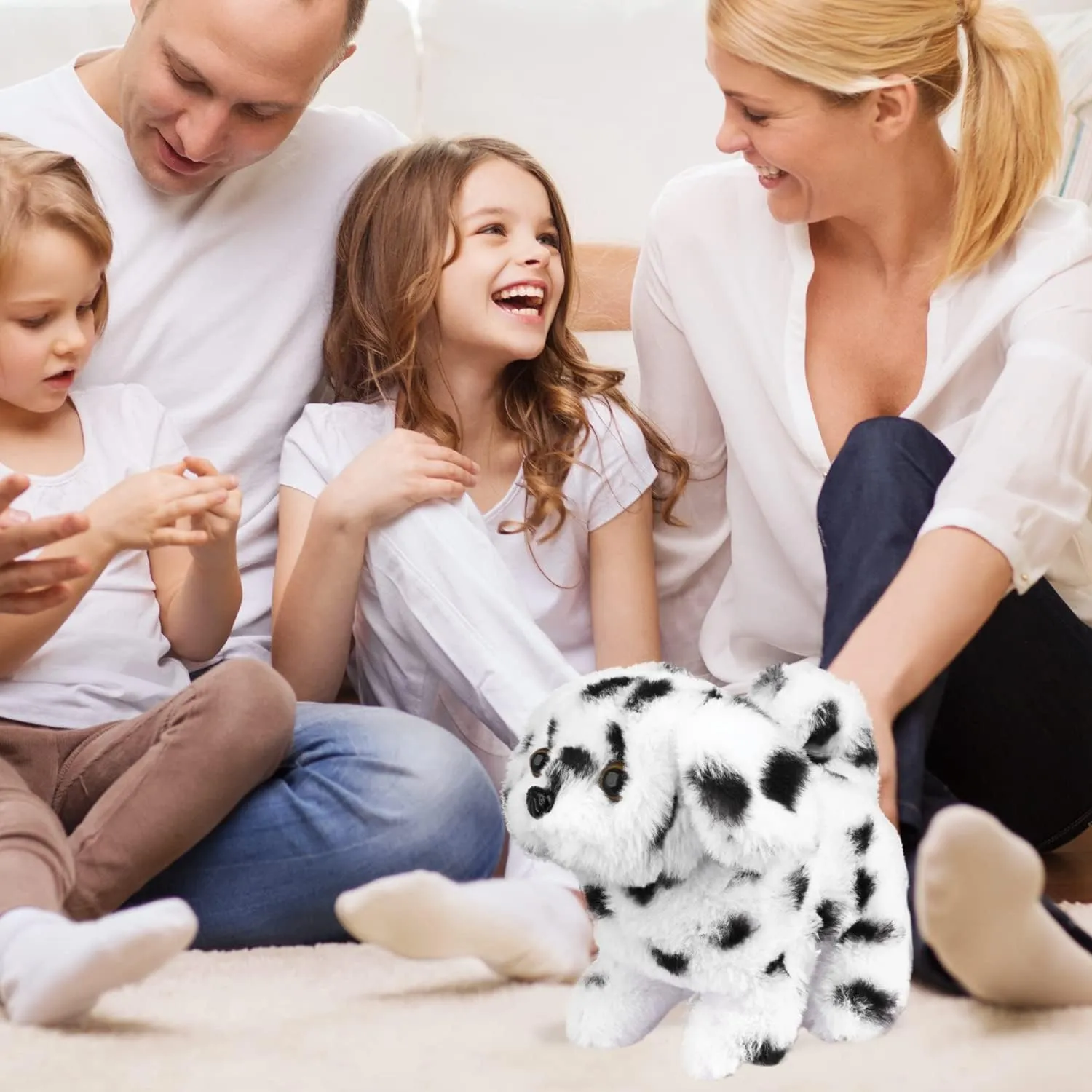 WorWoder Plush Teddy Toy Puppy Electronic Interactive Pet Dog - Walking, Barking, Tail Wagging, Stretching Companion Animal for Kids (Dalmatians)