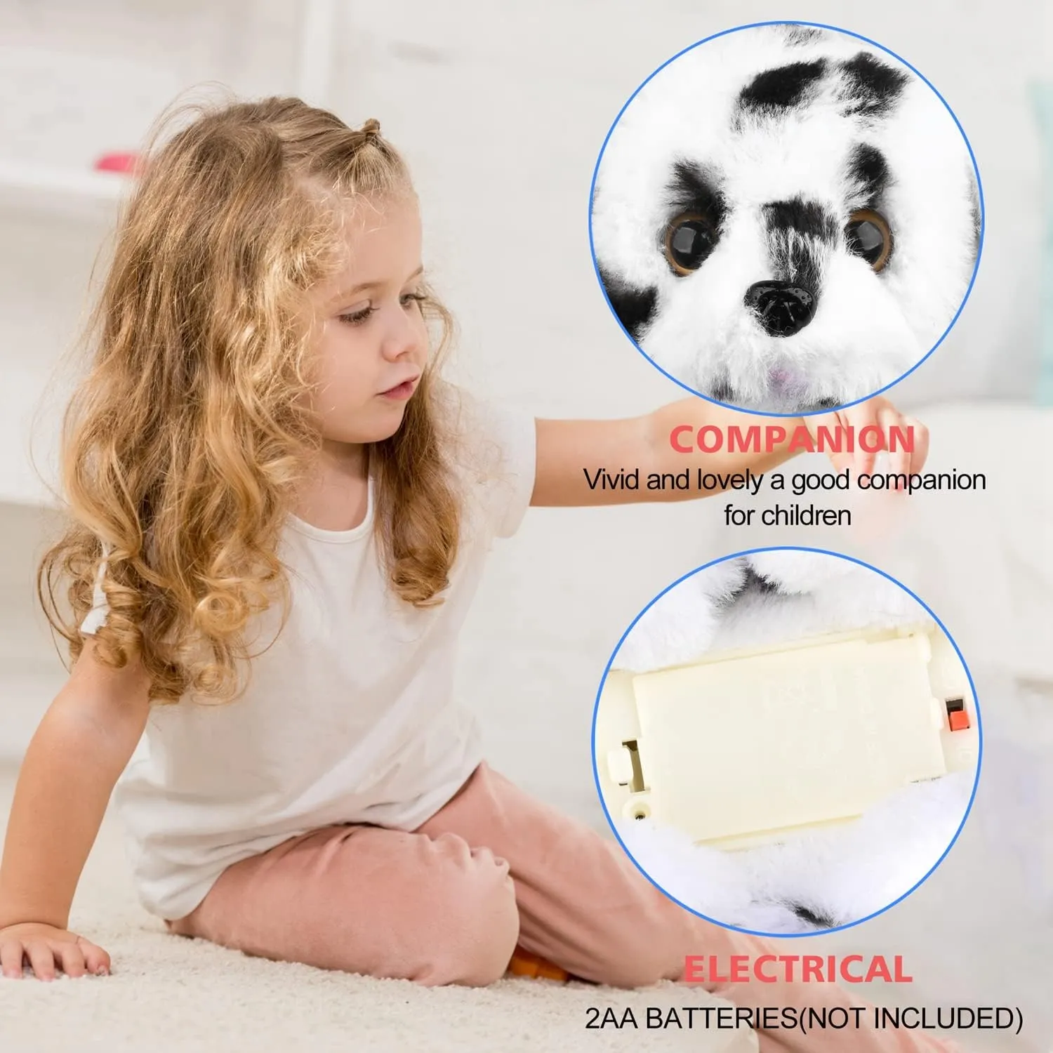 WorWoder Plush Teddy Toy Puppy Electronic Interactive Pet Dog - Walking, Barking, Tail Wagging, Stretching Companion Animal for Kids (Dalmatians)