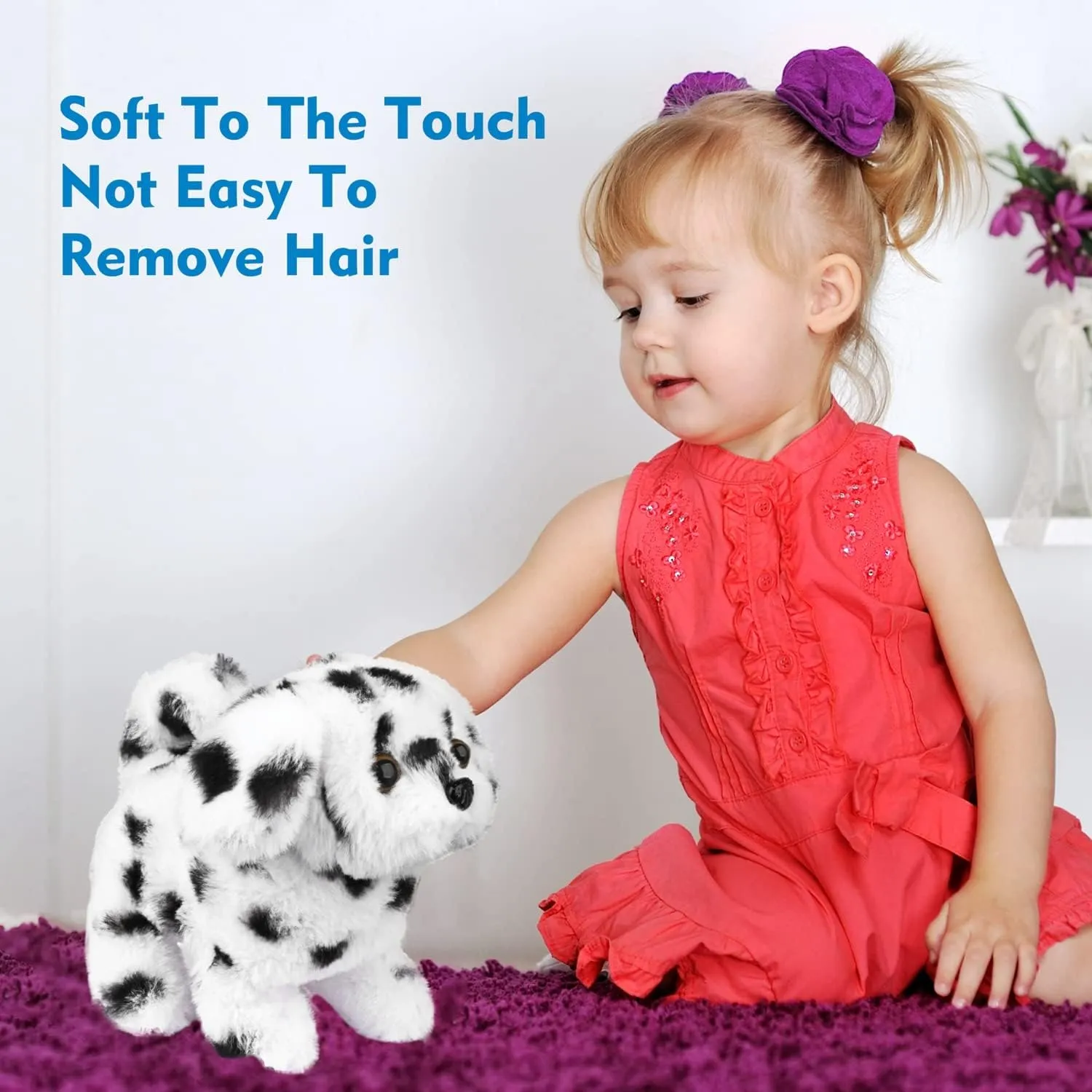 WorWoder Plush Teddy Toy Puppy Electronic Interactive Pet Dog - Walking, Barking, Tail Wagging, Stretching Companion Animal for Kids (Dalmatians)