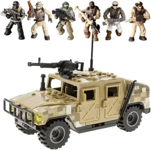 WW2 Building Block Army Military Toy 4 Military Figures and Armor Toy Thunder Containers Command Operations Building Brick Toy Battle Sets for Kids