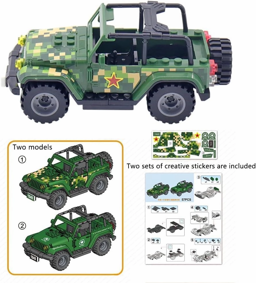 WW2 Building Block Army Military Toy with 4 Military Figures and Armor, Thunder Containers, Command Operations, Battle Sets for Kids